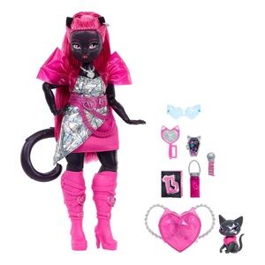 Mattel Monster High Catty Noir Werecat Doll Amulette Pet Cat Accessories